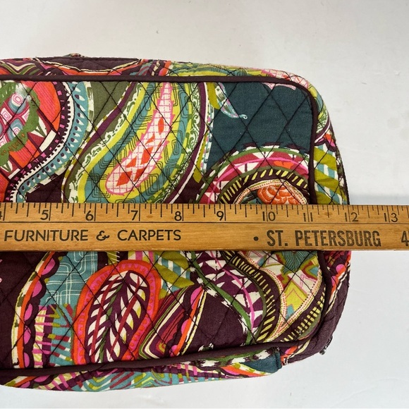 VERA BRADLEY Heirloom Paisley Brown Blue Red Quilted Cosmetic Zipper Bag Lined - Picture 7 of 7